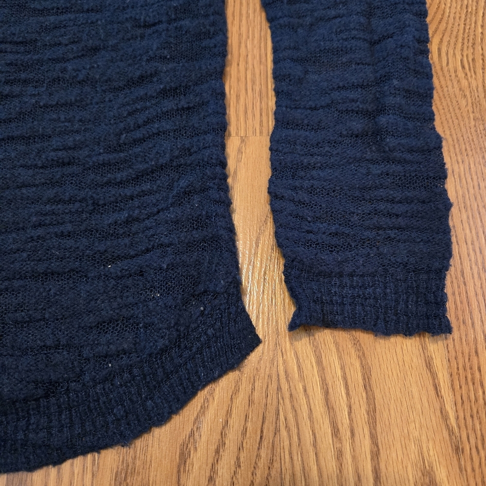 Lou & Grey Textured Navy Blue Sweater Curved Hem Side Slits Preppy Work Office M - Picture 5 of 7
